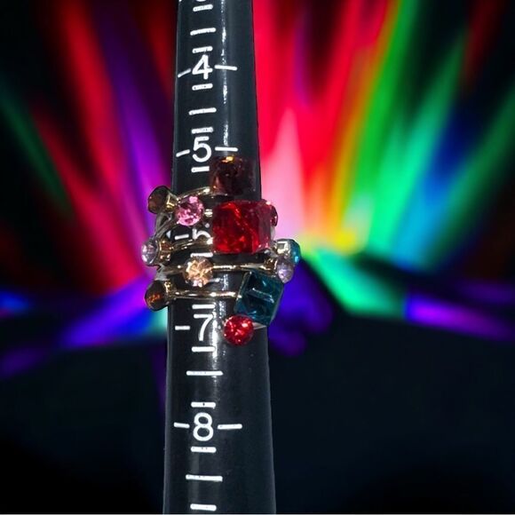 Fancy Cocktail Ring l Multi-Faceted  Gold Band l Size 6 l New - Picture 6 of 14